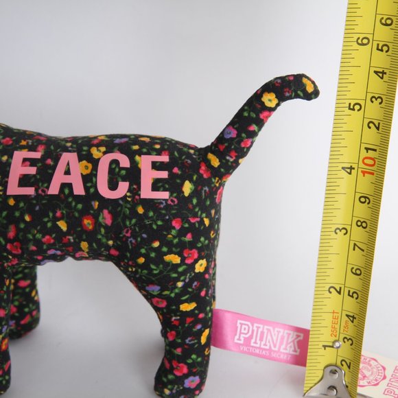 Victoria's Secret - PINK - Black Floral PEACE Collectible Plush Puppy - Picture 10 of 11